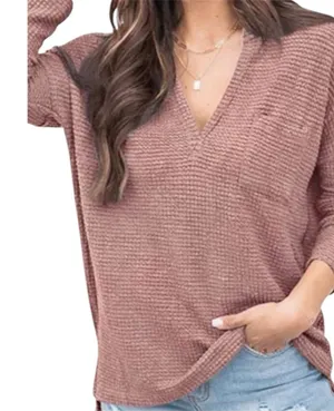 American Eagle Mauve Pink Waffle Knit V‑Neck Soft Lightweight Sweater XL casual thumbnail 1