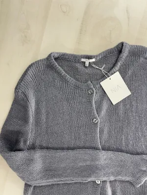 nwt NIA revolve knit grayish blue soft cardigan sweater L thumbnail 3