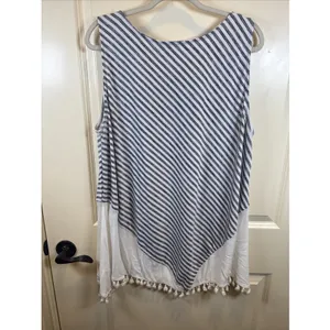 Umgee Sleeveless Stripes Cotton Blend Tunic Women Size‎ 2XL Tank Boho Coastal thumbnail 5