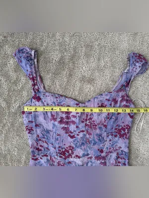 Reformation Bryson Dress Midi Length in Morning Dew Purple Floral Size 4 Viscose thumbnail 14