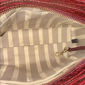 Brahmin Croc-Embossed Crossbody in Burgundy and Black thumbnail 4