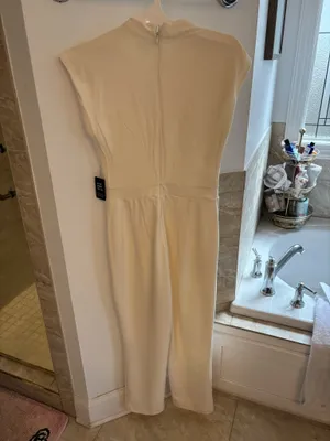 Express Ivory Pleated Jumpsuit thumbnail 2