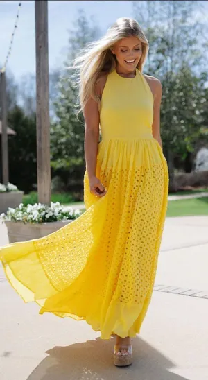 Halter Eyelet Maxi Dress thumbnail 5