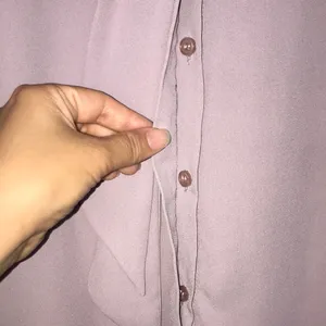Neiman Marcus Women’s Chiffon Neck Tie Button-Up Lilac Long Sleeve Blouse thumbnail 5