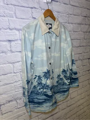 RALPH LAUREN Naval Supply Size M Barn Jacket Blue St Martin Island Boat Print thumbnail 6