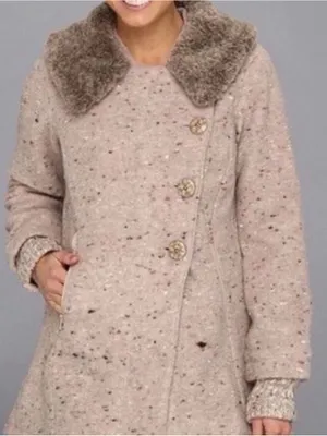 prAna Lisina Wool Blend peacoat in Oatmeal Rose Sz Small thumbnail 1