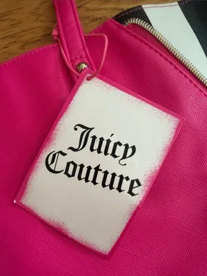 NWT - Juicy Couture - Hot Pink Tote with Black and White Stripe Sides thumbnail 3