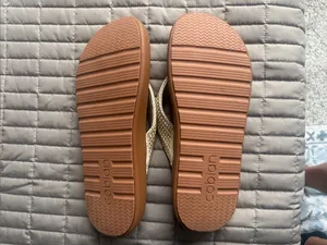 Cobian Brown Footbed Sandals with Cream Woven Straps thumbnail 2