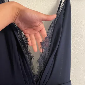 crisscross back navy blue babydoll dress thumbnail 7