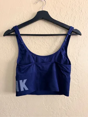 PINK Victoria's Secret Seamless Deep Blue Crop Bralette thumbnail 2