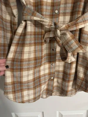Lulus Plaid Behavior Ivory and Brown Plaid Long Sleeve Mini Dress thumbnail 7