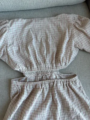 Zara Beige Checkered Mini Dress thumbnail 6