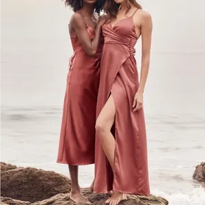 Lulu’s Outstanding Elegance Deep Rose Satin Surplice Maxi Dress Pink XL thumbnail 2