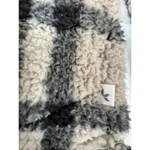 Koolaburra by UGG Plaid Sherpa Pullover Quarter Zip‎ Fleece Tan Black Large thumbnail 4