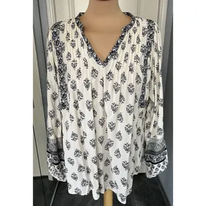 Old Navy Women's Peasant Top Size Large Cottagecore Shabby Chic Boho‎ Blouse thumbnail 2