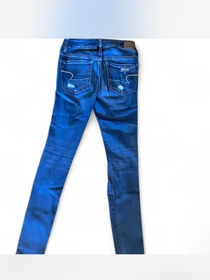 American Eagle Outfitters Women’s Super Stretch Distressed Skinny Jeans Blue thumbnail 4
