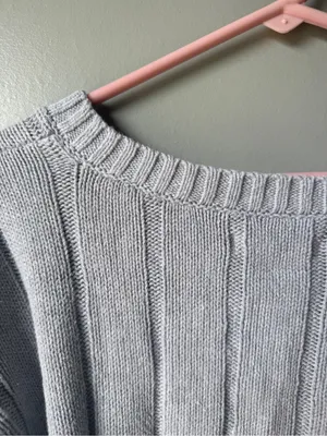 Gray‎ Ribbed V Neck Sweater Womens Y2K Cozy Casual Minimalist Preppy thumbnail 6