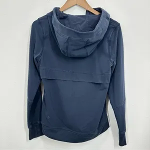 Lululemon Size 4 Navy‎ Blue Cotton Blend Hooded Full Zip Sweatshirt Loungewear thumbnail 6