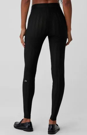 NEW Alo High-Waist Euphoria Leggings Black Mesh Sheer See-Through Transparent S thumbnail 2