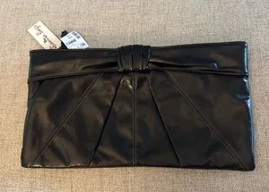 NWT Bonita Bag Women's Black Vinyl‎ Clutch Bag 15"x 9" thumbnail 1