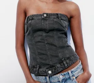 Black Denim ZARA Top Corset thumbnail 2
