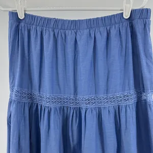 Francesca's Collections Blue Maxi Skirt Lace Accent western boho country cottage thumbnail 3