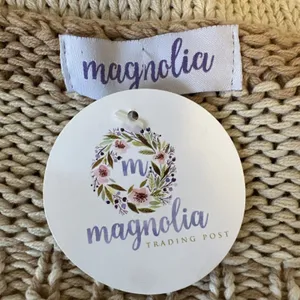 Magnolia Boho V-Neck Pullover Sweater‎ One Size Neutral Beige Ivory Stripe NEW thumbnail 6
