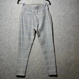 Indero Grey Glen Plaid High Waisted Pull On Trousers Dress Pants S M Tapered thumbnail 8