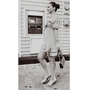 Double Zero Puff Sleeve Mini Dress in Sage thumbnail 7