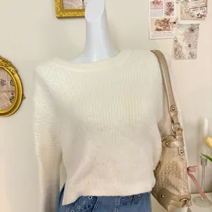 Abercrombie & Fitch Sweater Size XS White Fuzzy Knit Long Sleeve Pullover thumbnail 2