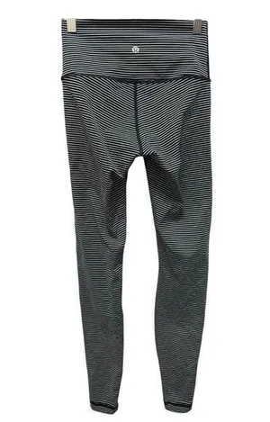 Lululemon wunder under black white stripe high rise full length leggings thumbnail 1