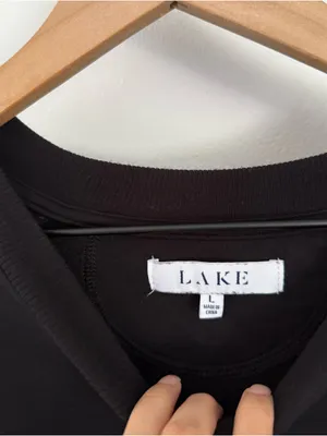 Lake Women’s Large Modal Lounge Long Sleeve Top Black Relaxed Comfy Minimal thumbnail 3