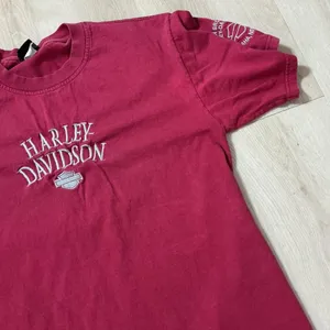Harley Davidson Motorcycles Embroidered Red Cotton T Shirt Women's Biker‎ Grunge thumbnail 8