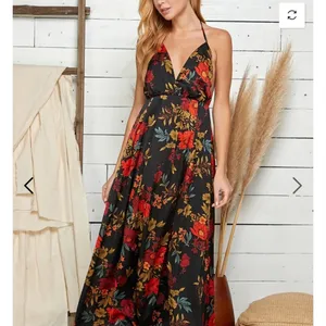 NEW Sweet Lemon Floral Print Halter Neck Maxi Dress thumbnail 4