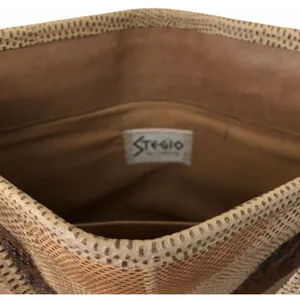 Vintage Snakeskin Patchwork Shoulder Bag Neutral Wave Boho Retro Purse thumbnail 7