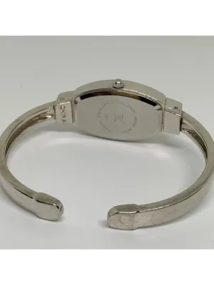 Silver tone quartz analog women cuff bracelet watch 20mm bracelet 7” running thumbnail 4