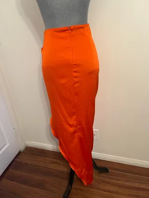 Oh Polly Bright Orange Satin Skirt with a Top thumbnail 3