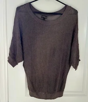 Express brown knit top thumbnail 1