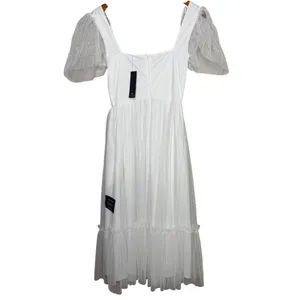 NWT Lulus Dreamy Celebration Sheer Tulle Bustier Swiss Dot Midi Dress S White thumbnail 6