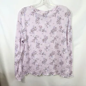 Laura Ashley Large Pajama Set Pink Floral Lettuce Hem Soft Girl Cottagecore 559 thumbnail 10