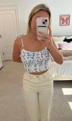 Blue Floral Tank Top thumbnail 1