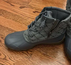 Sperry Quilted Woven Wool Look Grey Neutral Waterproof Duck Boots thumbnail 1