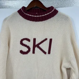 Anthropologie Callahan bodie mini dress SKI cream & burgundy chunky knit medium thumbnail 5
