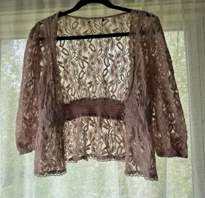 Rose Pink Cardigan 3/4 sleeve thumbnail 1