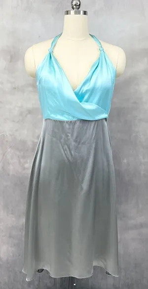 Y2K ANKA New York Dress Halter Size Medium Silk Glam Party Femme Club HOCO‎ thumbnail 1