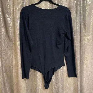 Abercrombie & Fitch Women’s Large Soft Cozy Navy Blue Button Down Bodysuit thumbnail 2