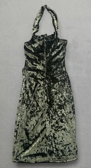 NWOT Sarah La Mini Dress M Olive Green Velvet Halter Cutout MADE IN USA Party thumbnail 1