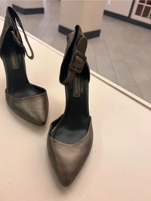 BCBGeneration Metallic Dark Gray Pointed-Toe Ankle-Strap Heels 10 M thumbnail 6