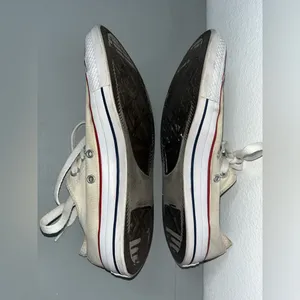 Converse All Star White Retro Canvas Chuck Taylor Maroon Low Top Sneakers Sz 9.5 thumbnail 12