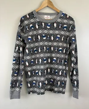 Hanna Andersson Unisex Adult Size Medium Long John Top Winter Penguins 48911 thumbnail 1